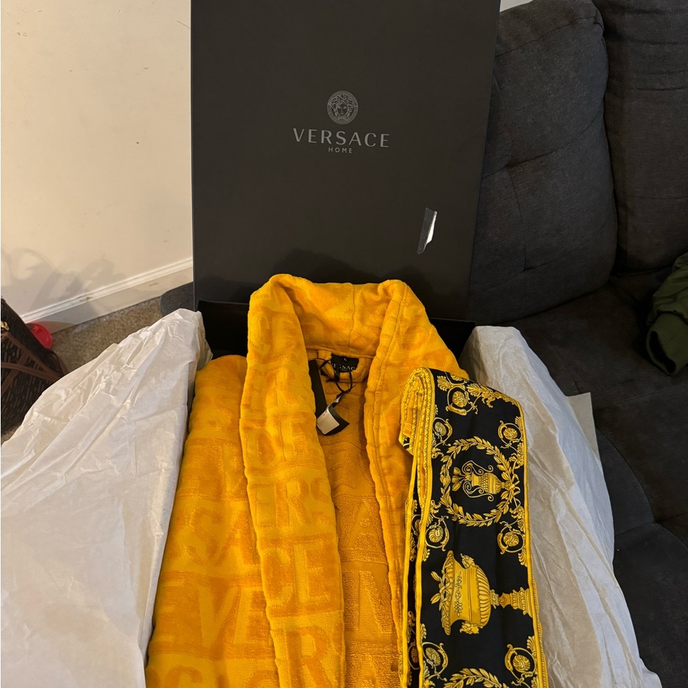 Versace Gold Bathrobe with Black and Gold Detailing